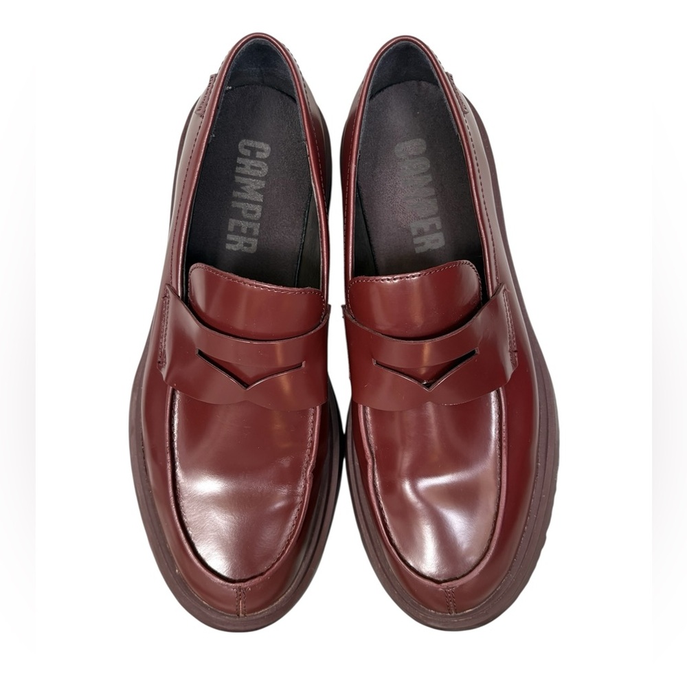 Camper Walden Burgundy Leather Chunky Heel  Loafers Women's Sz 42 US 11